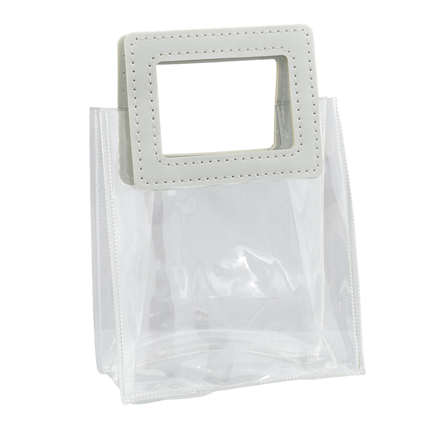 Busta PCV manico in pelle 13x15x7cm
