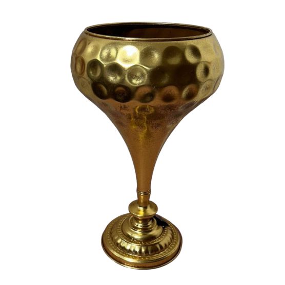 Vaso retrò martellato oro 33x33x54cm