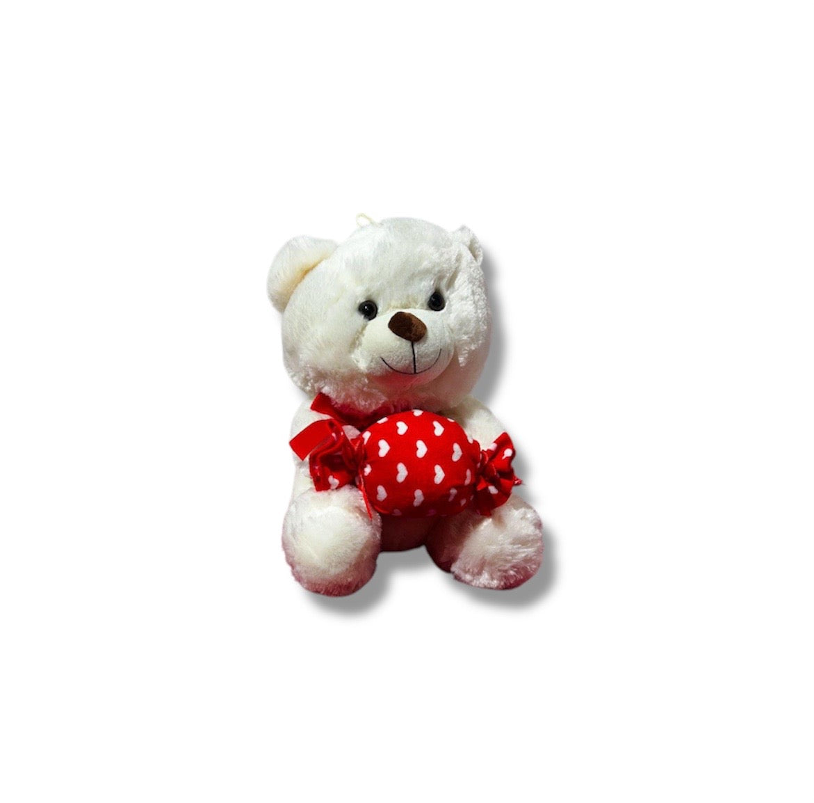 Orso peluche con fiocco e caramella 35cm