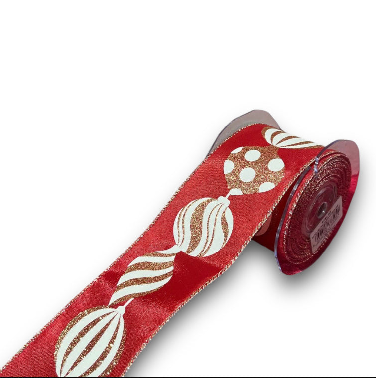 Nastro Christmas baubles mm63x10mt