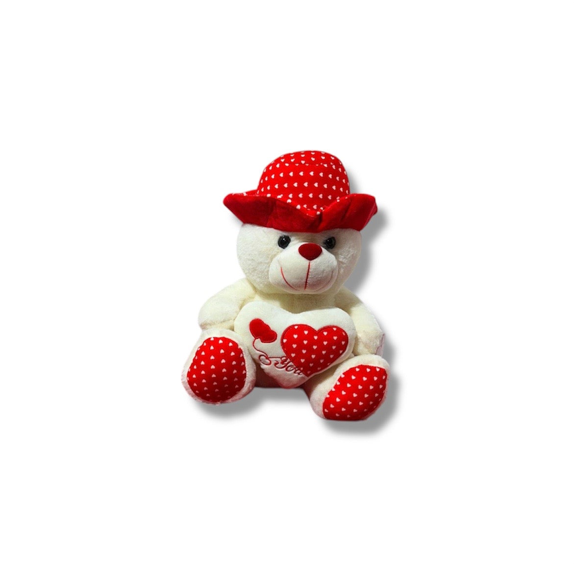 Orso peluche com cuore e cappello 35cm