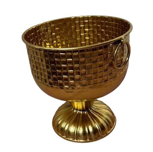 Vaso retrò quadretti oro 25x25x27cm