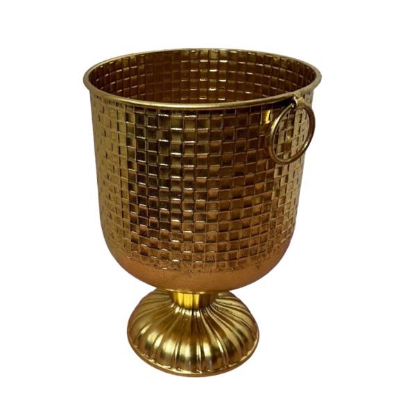 Vaso retrò quadretti oro 25x25x36cm