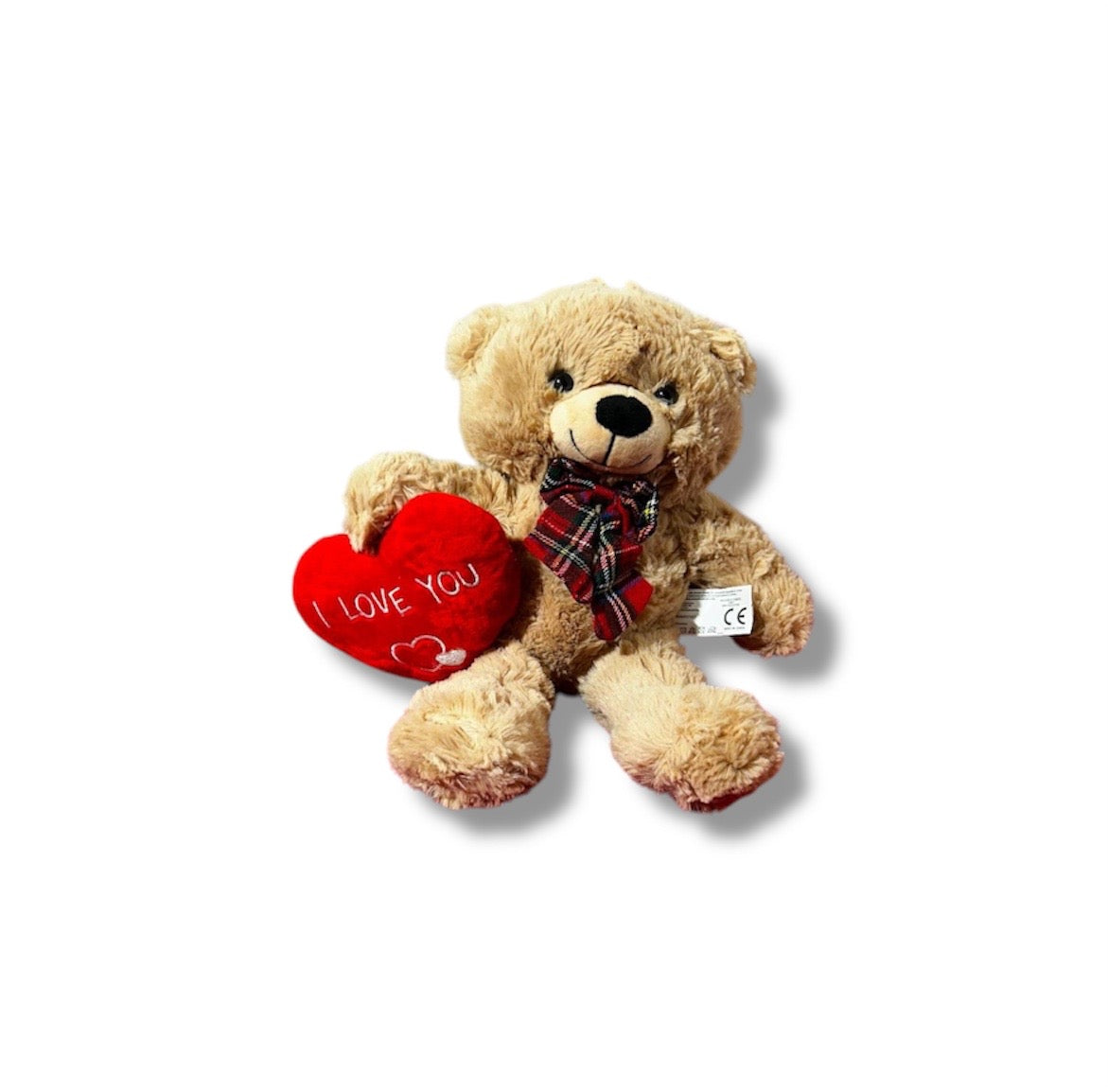 Orso peluche con fiocco e cuore (2pz 25cm)