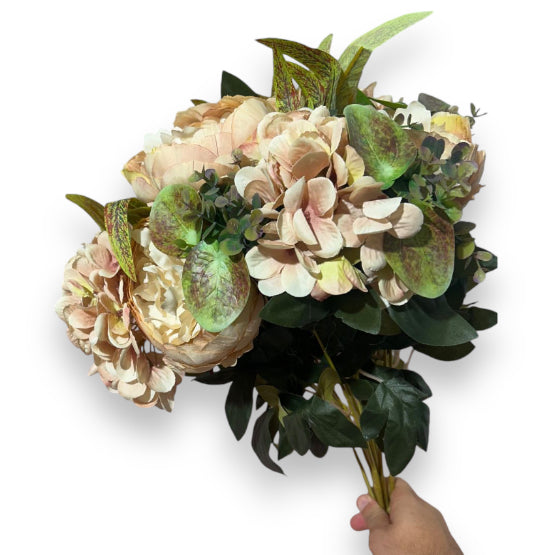 Mazzo peonie/ortensie x17 55cm