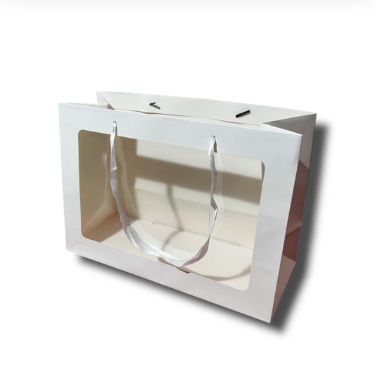 Busta carta bianca con vetrina 35x14x26cm (12pz)