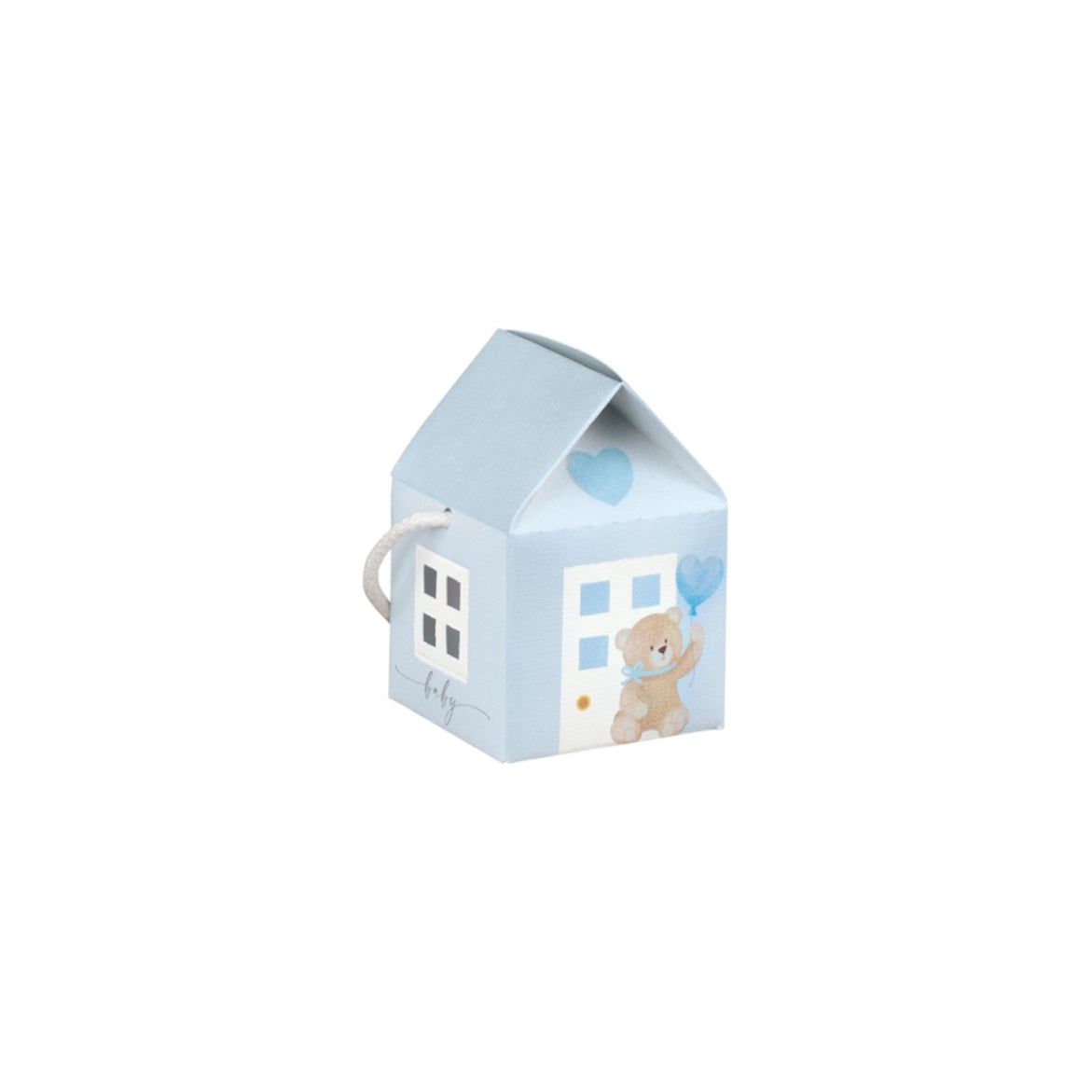 Scatola Casetta Orsetto Celeste – Confezione da 10 pz – 5,5x5,5x5 cm