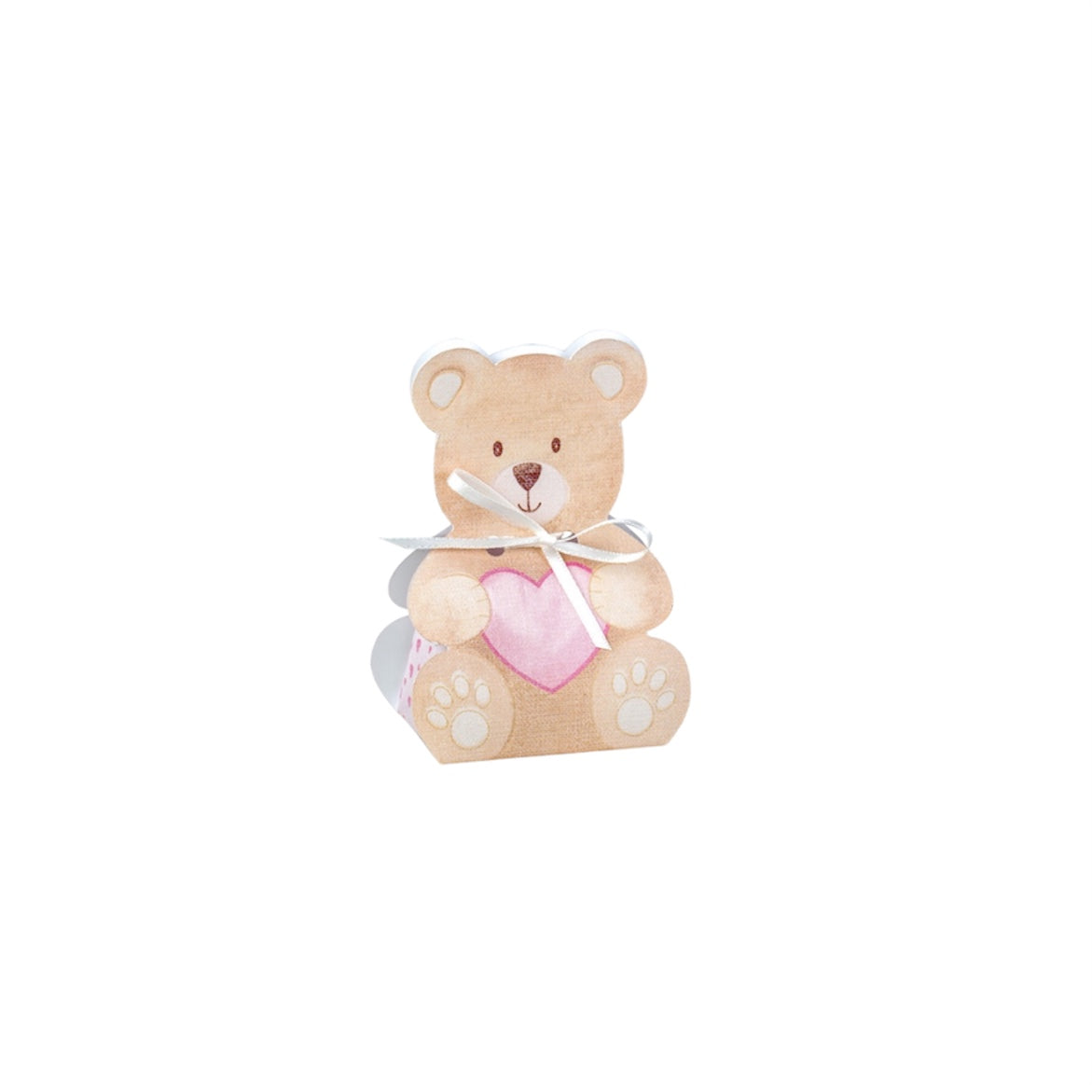 Scatolina Orsetto Rosa con Cuore – Confezione da 10 pz – 6x4,5x11 cm