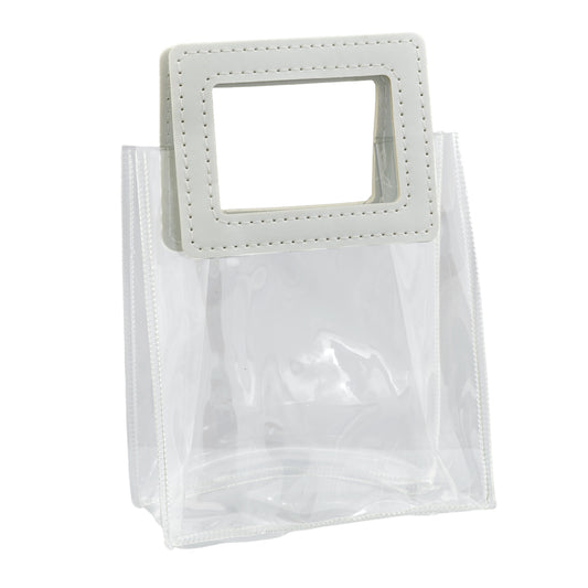 Busta PCV manico in pelle 13x15x7cm