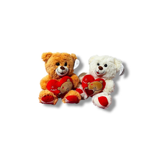 Orso peluche con cuore assortito (2pz 25cm)