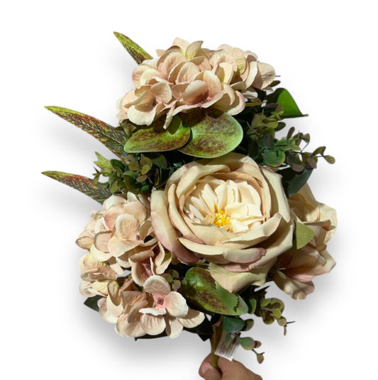 Mazzo frontale rose/ortensie 46cm
