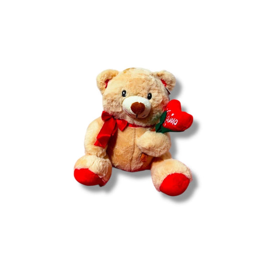 Orso peluche con fiocco e cuore (2pz 25cm)
