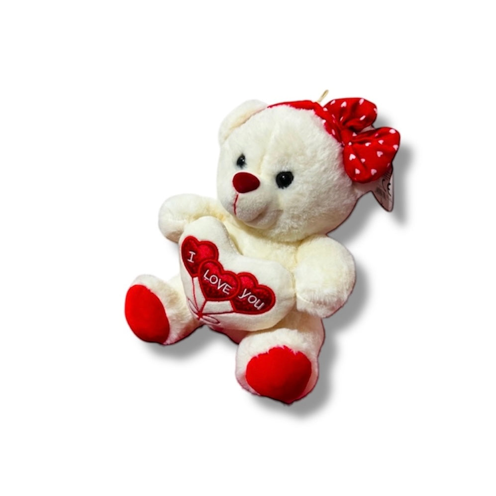 Orso peluche con cuore e fiocco (2pz 25cm)