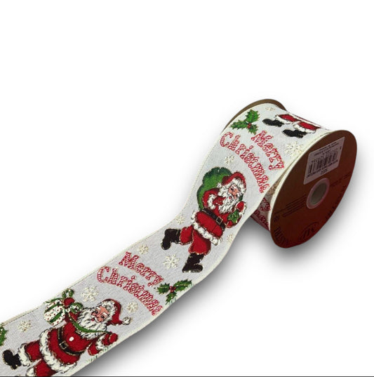 Nastro Merry Xmas Santa mm63x10mt