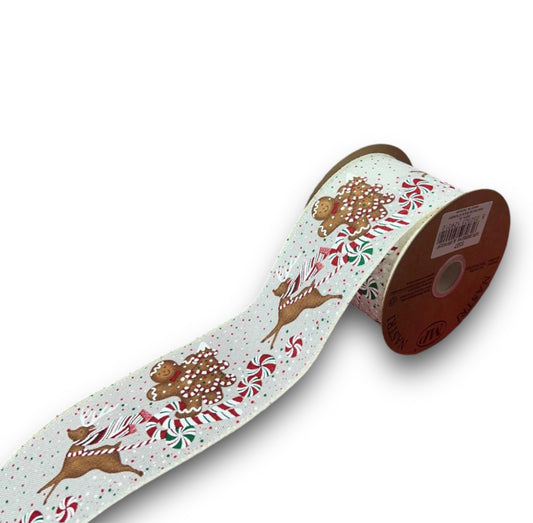 Nastro gingerbread man & deers mm63x10mt