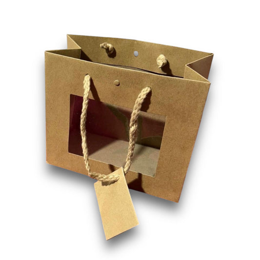 B.shopper carta con finestra e foro 16x14+8cm (12pz)