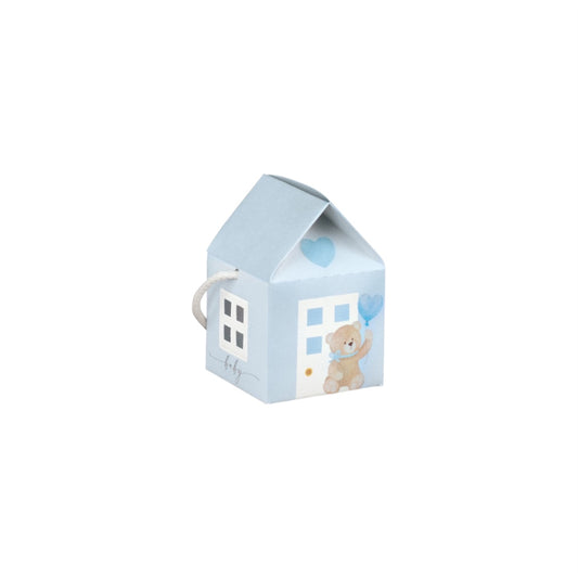 Scatola Casetta Orsetto Celeste – Confezione da 10 pz – 5,5x5,5x5 cm