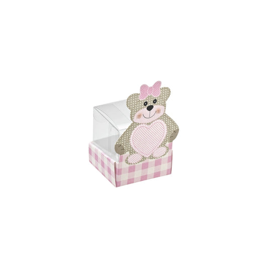 Scatola Orsetto Rosa – Confezione da 10 pz – 4x4x4,5 cm