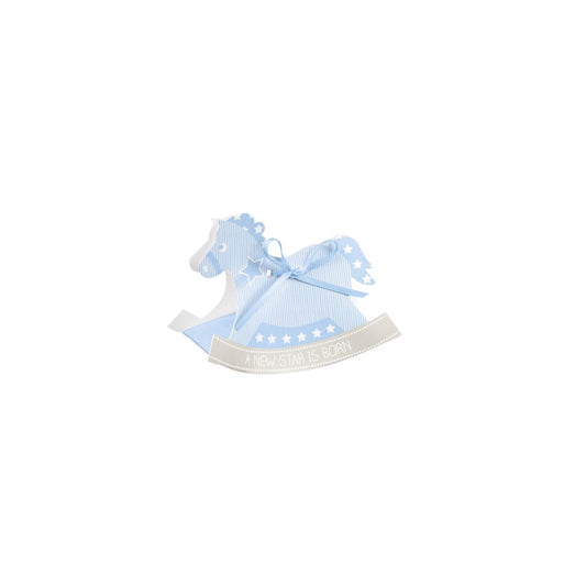 Scatolina Cavallino a Dondolo Azzurra – Confezione da 10 pz – 12x3,5x9 cm