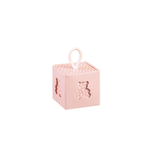 Scatolina Cubo Orsetto Rosa – Confezione da 10 pz – 5x5x5 cm