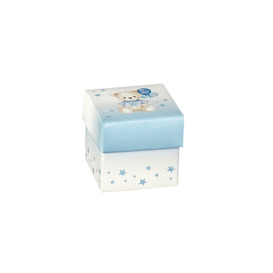 Scatolina Cubo Orsetto Azzurro – Confezione da 10 pz – 5x5x5 cm