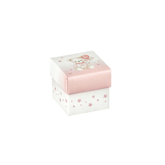 Scatolina Cubo Orsetto Rosa – Confezione da 10 pz – 5x5x5 cm