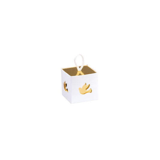 Scatolina Cubo con Colomba Dorata – Confezione da 10 pz – 5x5x5 cm