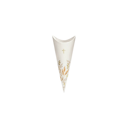 Cono Porta Confetti “Spighe e Croce Dorata” – Confezione da 10 pz