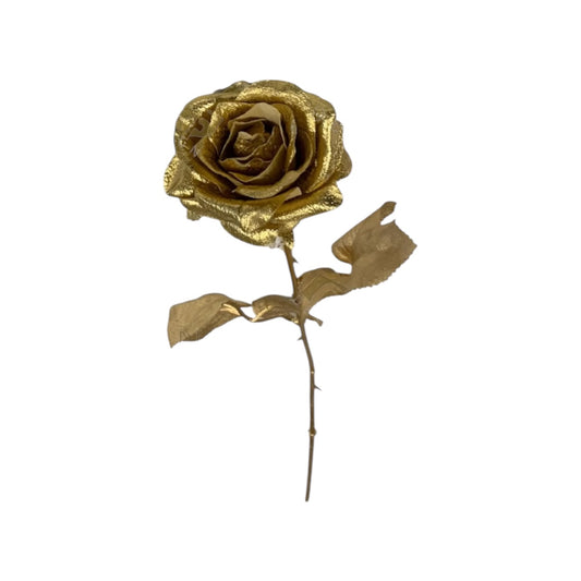 Rosa in velluto e metallo écru/oro